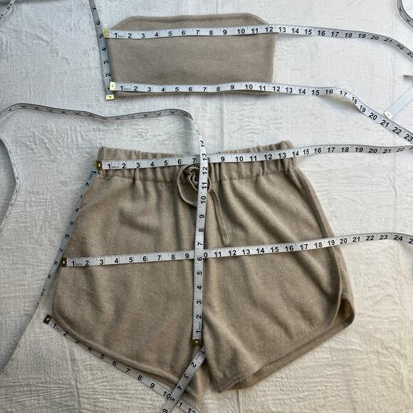 Lisa Yang Kiyo Shorts Selah Bandeau Bra Size 2 M / L Sand Cashmere Sweater Set - Picture 8 of 13
